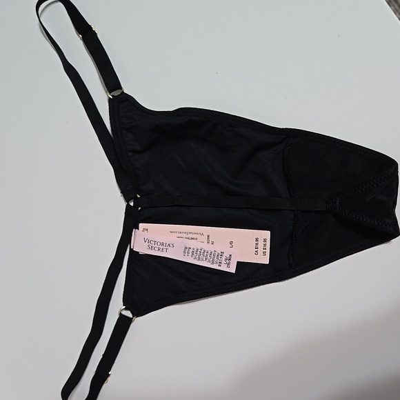 Victoria's Secrets Bkack Silk Thong NWT - Picture 2 of 2